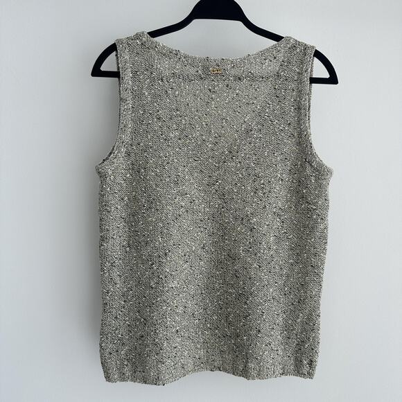 St John Sport Sweater Vest Womens Medium Gray Textured Knit Wool Boucle Tank Top - Picture 5 of 13